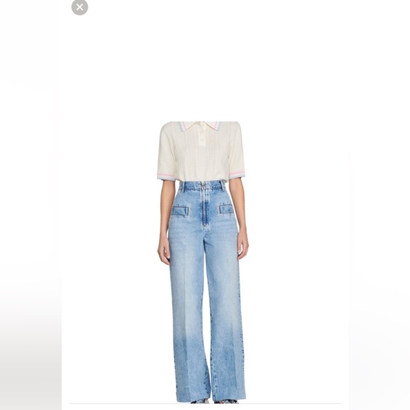 Sandro Oslo Sky Blue Wide Leg Jeans